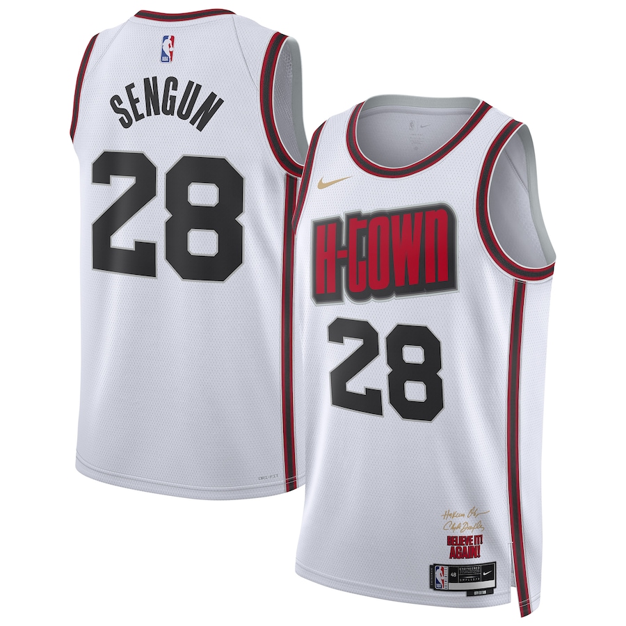 Men Houston Rockets #28 Alperen Sengun Nike White City Edition 2024-25 Swingman Player NBA Jersey